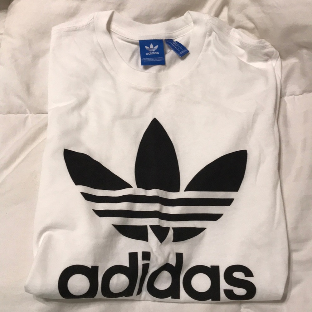 white adidas short sleeve shirt